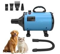 Pulseur Chien Silencieux 2000W, 4 Buses - Vitesse et Température Réglables - Souffleur Toilettage pour Poils Longs et Courts