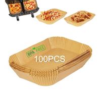 Pulsky Papier Sulfurisé Pour Friteuse à Air Chaud, 100 Pièces de Papier Airfryer 22 * 14 Cm Sans Bpa, Airfryer Accessories Compatible Avec Ninja Af300Eu Af400Eu, Autres Friteuses à Air Dual Zone