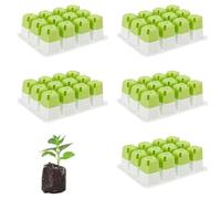 pulunto Lot de 5 plateaux de démarrage de semences, plateau de démarrage de semis en silicone à 12 cellules, récipients réutilisables pour germination de plantes d'intérieur, pots de semis pour serre