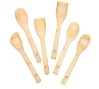 Puluole de 6 Cuillere en Bois-Ustensiles de Cuisine Bois Naturel,Spatule Cuisine Bois de 30 cm,Cuillere en Bois de Cuisine,Ustensile Bois Adaptés aux Poêles Antiadhésives,Durables et Ergonomiques