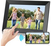 Puluomis Cadre photo numérique 10 pouces, WLAN, 32G de mémoire, Envoyer des félicitations avec l'application, Support pour carte Micro SD/TF 32G,1280x800P