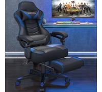 Puluomis Chaise de jeu avec massage et repose-pieds, chaise de bureau chaise de direction chaise de bureau Racing chaise ergonomique siège de sport chaise de jeu chaise d'ordinateur chaise pivotante r