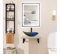 Puluomis Ensemble de meubles de salle de bain armoire basse avec lavabo miroir de salle de bain étagère murale salle de bain cuisine multicolore