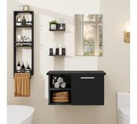 Puluomis Ensemble de meubles de salle de bains avec porte-serviettes, meuble sous lavabo meuble bas avec miroir salle de bains cuisine