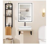 Puluomis Ensemble de meubles de salle de bains Meuble sous-vasque avec lavabo Miroir de salle de bains Étagère murale salle de bains Cuisine céramique blanche