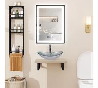 Puluomis Ensemble de meubles de salle de bains Meuble sous-vasque avec lavabo Miroir de salle de bains Étagère murale salle de bains Cuisine argentée