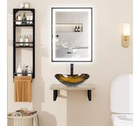 Puluomis Ensemble de meubles de salle de bains Meuble sous-vasque avec lavabo Miroir de salle de bains Étagère murale salle de bains Cuisine noir jaune