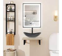 Puluomis Ensemble de meubles de salle de bains Meuble sous-vasque avec lavabo Miroir de salle de bains Étagère murale salle de bains Cuisine noir et blanc