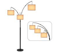 Puluomis Lampadaire 3 flammes Lampadaire Lampe de sol, avec interrupteur à pied, douille E27 pour chambre à coucher salon étagère noir 160cm