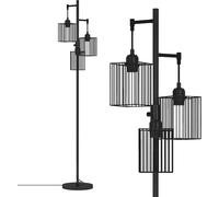 Puluomis Lampadaire 3 flamming,LED Lampadaire avec 3 abat-jour, interrupteur rotatif 60W E27 noir