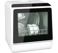 Puluomis Lave-vaisselle 5L Lave-vaisselle mini Lave-vaisselle de table 45cm indépendant, fonctionne avec/sans raccordement à l'eau, compact, pour bureau, petit appartement, camping, caravane, blanc