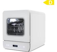 Puluomis Mini lave-vaisselle indépendant, Lave-vaisselle avec 7 programmes pour 3 couverts, fonctionne avec/sans raccordement à l'eau, blanc