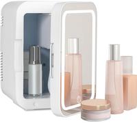 Puluomis Mini réfrigérateur 4L avec miroir LED portable pour cosmétiques, glacière boîte chaude blanche