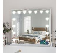 Puluomis Miroir cosmétique 58x46 cm avec variateur de lumière et design en forme de cœur, 3 couleurs miroir Hollywood, miroir de maquillage USB Type C miroir de table miroir mural