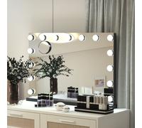 Puluomis miroir cosmétique Hollywood 58x45cm, miroir de maquillage avec éclairage, 15 LED 3 couleurs gradable avec USB, 10 fois plus grand, miroir mural noir
