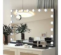 Puluomis miroir cosmétique Hollywood 80x60cm, miroir de maquillage avec éclairage, 18 LED 3 couleurs gradable avec USB, 10 fois plus grand, miroir mural noir