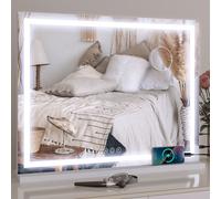 Puluomis miroir de maquillage miroir cosmétique 70x55 cm Hollywood miroir, à intensité variable avec éclairage LED 3 couleurs, 2 en 1 miroir de table miroir mural carré