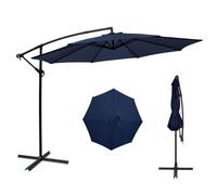 Puluomis Parasol réglable avec manivelle sans pied, Ø300cm UPF 30+ cadre en aluminium Parasol de balcon Parasol de plage Parasol de jardin bleu