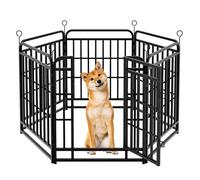 PULUOMIS Parc Enclos pour Chiens en Métal, Parc à Chiot, 6 Panneaux, Pliable, Chenil Extérieur, 68 x 80 cm, Noir