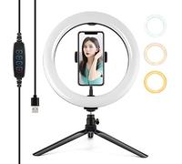 PULUZ 10" Trépied de bureau 3 modes à double température de couleur variable LED anneau Vlogging Photographie Vidéo avec pince de téléphone pour YouTube Vidéo et Maquillage