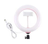 PULUZ 20,1 cm USB 3 modes à intensité variable, double température de couleur, anneau lumineux diffus à DEL incurvé pour vlogging, selfie, photographie vidéo, avec pince de téléphone pour selfie,