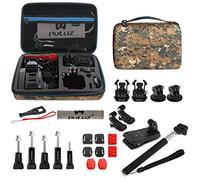 PULUZ 29 in 1 Accessories Combo Kit with Camouflage EVA Case (Chest Strap + Head Strap + Wrist Strap + Floating Cover + Surface Mounts + Backpack Rec-mount + J-Hook Buckles + Extendable Monopod + Tripod Adapter + Quick Release Buckles + Storage Bag + Wren