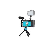 Puluz 4 en 1 vlogging portable bluetooth diffusion en direct led selfie light smartphone kits de montage vidéo avec microphone + support de trépied +