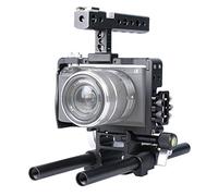 PULUZ alliage d'aluminium CNC DSLR Rod Rig caméra vidéo Cage Poignée Rig Steadicam Kit de stabilisation avec Poignée supérieure Grip + Base pour Sony A6000 A6300 A6500