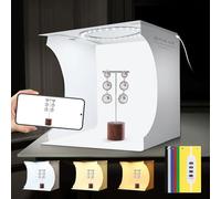 PULUZ Boîte à lumière mini studio photo, 72 lumières LED avec éclairage réglable blanc/chaud/doux, toile de fond 6 couleurs, boîte lumineuse portable pour photographie pour petit produit