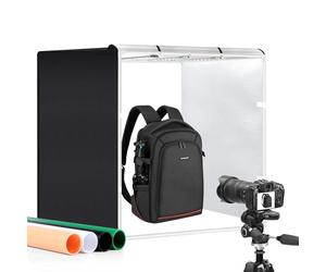 PULUZ Boîte à lumière Pliable de 80 cm avec Anneau de LED, Portable Pliable 80x80 cm Studio Box avec 4 arrière-Plans kit pour l'artisanat, Les Bijoux, Les Petits Produits, Le tir Softbox