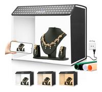 PULUZ Boîte à lumière portable 61 x 40,6 cm avec 672 perles LED, IRC > 95, grande tente de prise de vue professionnelle avec toile de fond en PVC 4 couleurs pour photographie de produits