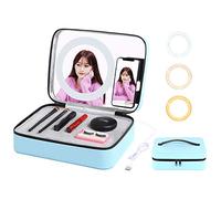 PULUZ Boîte de rangement multifonction pour maquillage avec anneau de diffusion en direct et miroir de maquillage avec pince de téléphone pour diffusion en direct, maquillage, appareil photo,