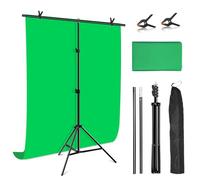 PULUZ Fond Vert avec Support 1x2 m, Support en Forme de T Kit de Fond Portable pour Photographie avec sac de Transport et Pince pour gaming, studio photo, enregistrement vidéo et streaming