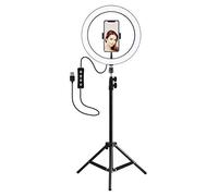 PULUZ Kit de lumière annulaire, 25,9 cm USB 3 modes à intensité variable, double couleur, lumières vidéo vlogging avec trépied réglable de 1,1 m et pince pour téléphone pour streaming, vidéo YouTube,