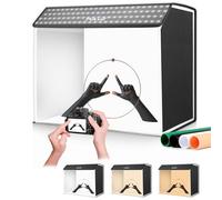 PULUZ Kit de Tente de Studio Photo Portable 60x40x50cm avec 3 Températures de Couleur à intensité Variable 762 LED & 4 Fonds en PVC pour la Photographie de Bijoux