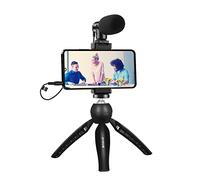 PULUZ Kit de vlogging pour smartphone, kit de vlog pour débutants, enregistrement vidéo YouTube Tiktok Fitness Yoga avec microphone, support trépied + support de fixation pour téléphone