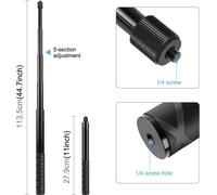 Puluz PU817 Moto-Selfie-Stick-Montage sur guidon Support de caméra 27,9 cm-113.5 cm longueur réglable avec vis 1/4 pouce et kit adaptateur sport pour Gopro Hero 11/10/9/8 Insta360 One X/One/Evo