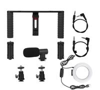 PULUZ Rabbit Cage Tripod Metal Mount with Ring Light Mic for Mobile Phone Live Streaming