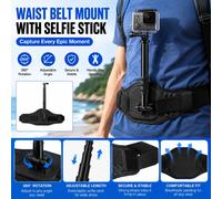 PULUZ - sangle de montage de ceinture de taille et monopode pour perche à Selfie, pour GoPro/Insta360 X4/DJI Osmo 360/ Ricoh et autres caméras d'action panoramiques Waist Belt