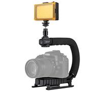 PULUZ Stabilisateur de support DV portable en forme de U + kit d'éclairage de studio LED avec tête de trépied pour tous les appareils photo reflex et caméras DV à domicile