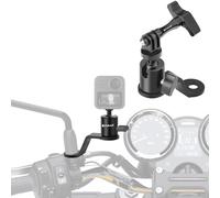 PULUZ Support à 360° pour Moto avec Miroir, Support Caméra pour Gopro Hero 13 12 11 10 9 8 7/Akaso, Support de Rétroviseur pour Action Caméra DJI OSMO 360/insta 360 X5 X4 X3