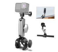 PULUZ Support de serrage fixe pour guidon de moto Go Pro Hero 13 11 10 9 8 7 6 5 4 K - Tête sphérique rotative - Tige de table - Pince crabe - Support pour insta360 X5 X4 X3 et autres caméras d'action