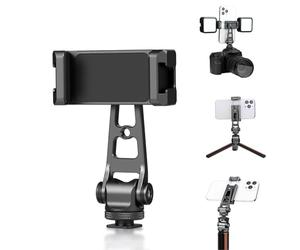 PULUZ Support de téléphone avec trépied pivotant à 360° et Inclinaison à 180° avec Trou de vis de 6,35 mm et 2 Chaussures Froides pour Smartphone, lumières LED, Microphones, stabilisateur