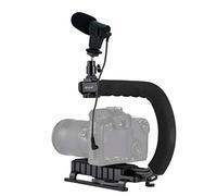 PULUZ Support stabilisateur de caméra DV portable en forme de U + kit de microphone de chasse vidéo avec griffe de trépied pour tous les appareils photo reflex et caméras DV à domicile