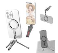 PULUZ Trépied magnétique avec crochet caché, support de poche pour téléphone portable, trépied pliable avec support griffe et trou de vis de 6,35 mm pour iPhone 16/15/14/13/12 Plus Pro Max