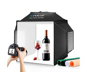 PULUZ Upgrade Studio Photo Box 40cm avec 480 LED, Kit Tentes de Shooting Professionnelle avec 3 Panneaux de Lumière 5500K et 4 Toiles de Fond en PVC pour la Photographie de Produits et de Bijoux