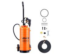 Pulvérisateur Acier Inoxydable Industriel à Roulettes-VEVOR-Capacité Env 13,2 L-25-60 PSI-avec Lance 52 cm-Tuyau 1,2 m et 3 m