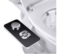 Pulvérisateur Bidet non électrique avec double buses rétractables autonettoyantes - Bouton poussoir réglable pour eau froid-noir