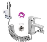Pulvérisateur de bidet à main double mode de jet en plastique ABS pour couches en tissu de bébé, tuyau à ressort de 1,5 m et raccord, pulvérisateur de bidet de toilette pour laver les cheveux ou le