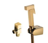 Pulvérisateur de bidet à main for toilettes Eau froide couches en tissu for bébé laiton fixation murale Kit pulvérisateur haute pression avec valve d'angle Nettoyage for, Chrome(Gold)